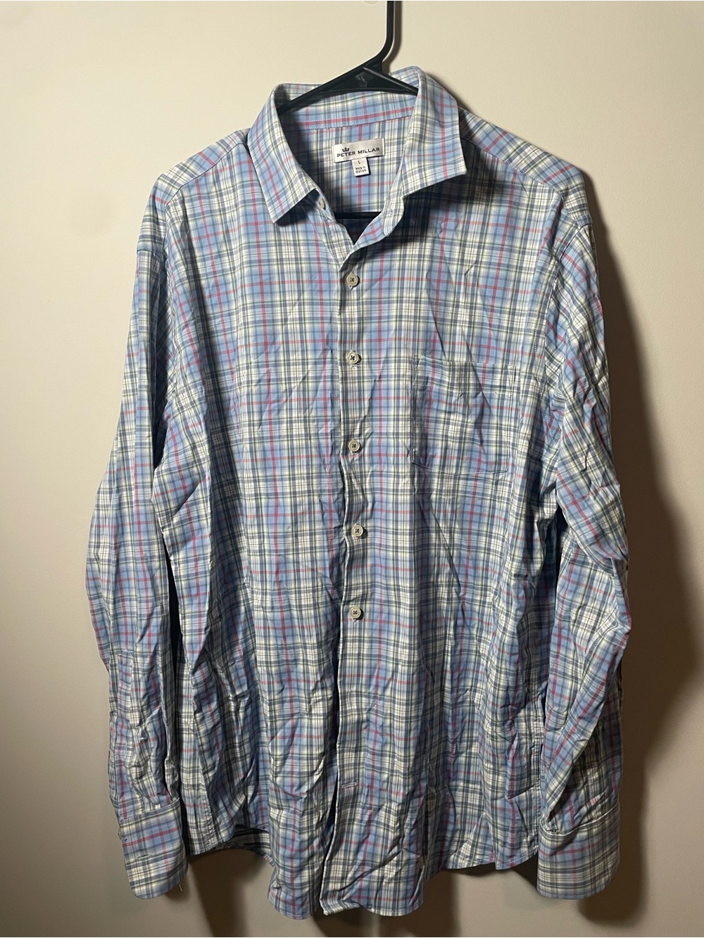 Men’s L Peter Millar Men's Blue Plaid Button-Down shirt